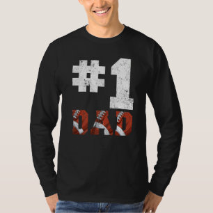 Mannen Vintage 1 Papa nummer 1 Vlag Football Va T-shirt