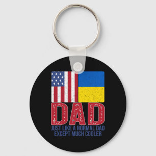 Mannen Vintage Amerikaanse Oekraïense Vlag Papa On Sleutelhanger