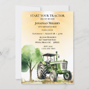 Mannen Vintage Boerderij Groene Tractor Verjaardag Kaart