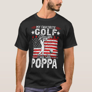 Mannen Vintage Mijn favoriete Golfspeler roept me T-shirt
