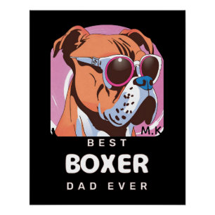 Mannen Vintage Retro Boxer Hondenliefhebber Papa Perfect Poster