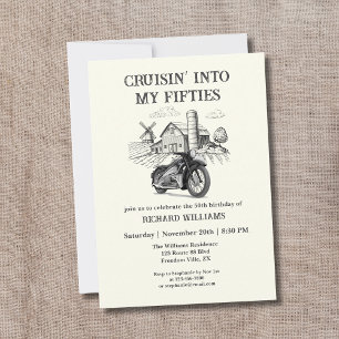 Mannen Vintage Schuur Motorfiets Cruising 50ste ve Kaart
