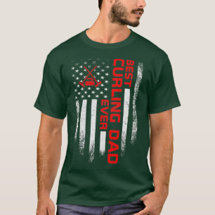Mannen Vintage VS Amerikaanse vlag Beste Curling P T-shirt