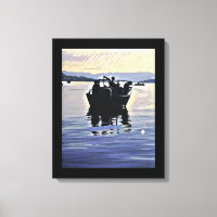 mannen vissen in het meer abstracte silhouet kunst