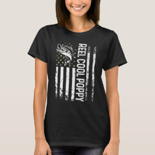 Mannen Vissen Usa Vlag Reel Cool Klaproos Voor Pap T-shirt