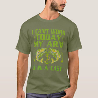 Mannen vissers, ik kan niet werken vandaag mijn ar t-shirt