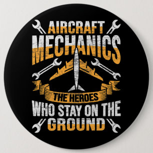 Mannen Vliegtuig Mechanic Hero Design for a vliegt Ronde Button 6,0 Cm