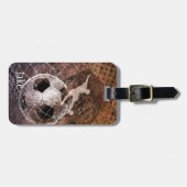 mannen voetballer grunge schopt bagagelabel (Voorkant horizontaal)
