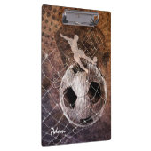 Mannen voetballer schopt voor doel klembord (Rechts)