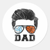 Mannen Volleyll Sketll Dad Funny Volleyll Sketll P Ronde Sticker (Voorkant)