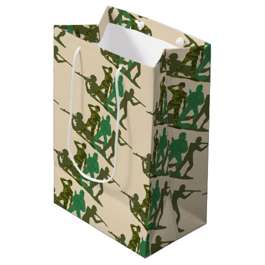 Mannen voor actie Groene Leger Medium Cadeauzakje (Voorkant Gekanteld)