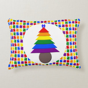 Mannen voor de regenboogkerstboom en Cadeaus Accent Kussen