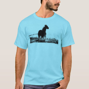 Mannen voor draaiend paard en achterontwerp aanpas t-shirt