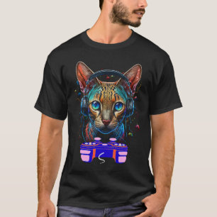 Mannen voor gamebeleving van Ocicat Cat Player Ani T-shirt