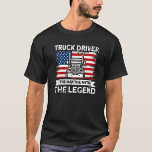 Mannen vrachtwagenchauffeur Amerikaanse vlag Man M T-shirt