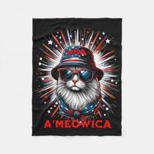 Mannen Vrouwen Ameowica Funny Patriotic Cat Meowic Fleece Deken