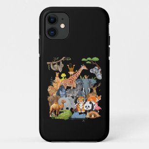Mannen Vrouwen en Kinder Wildlife Zoo Day Party Sc iPhone 11 Hoesje