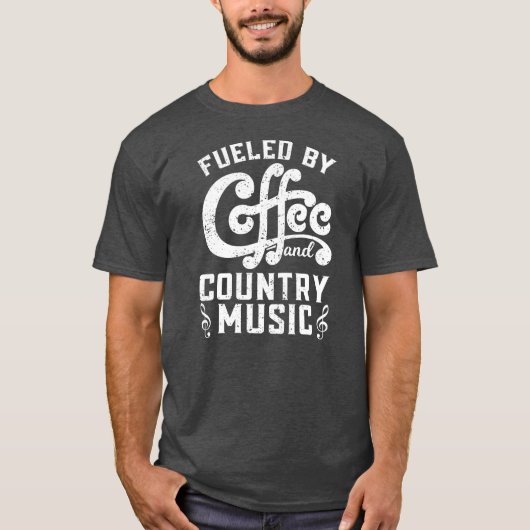 Mannen Vrouwen Funny Fueled by Coffee and Country T-shirt (Voorkant)