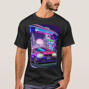 Mannen vrouwen Nissan Skyline Gt-R34 Vaporwave T-shirt