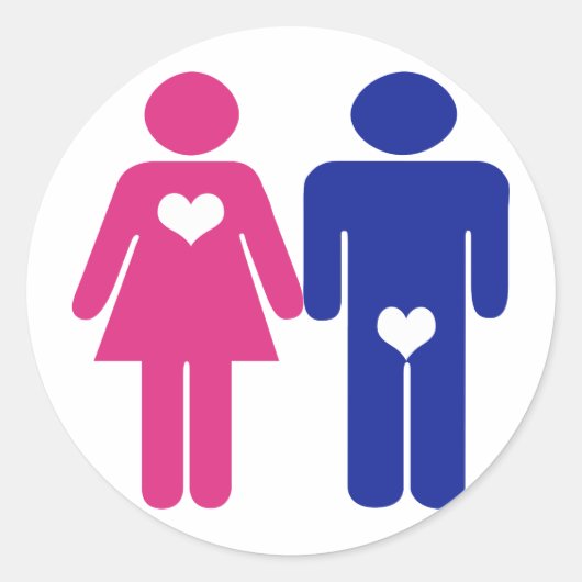 Mannen VS Vrouwen Ronde Sticker (Voorkant)