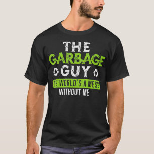 Mannen vuilnisman de wereld een puinhoop zonder mi t-shirt