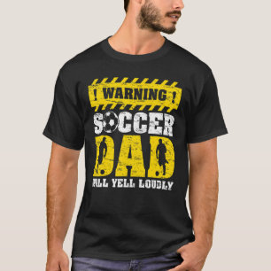 Mannen  waarschuwing zal schreeuwen luid voetbal v t-shirt