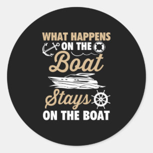 Mannen wat er op de boot gebeurt, blijft op de boo ronde sticker