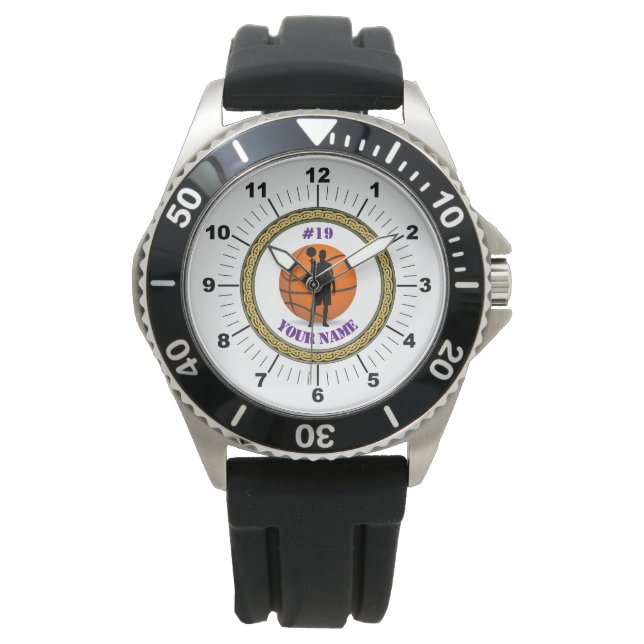 Mannen Watch Custom Basketball - Naam/Nummer toevo Horloge (Voorkant)