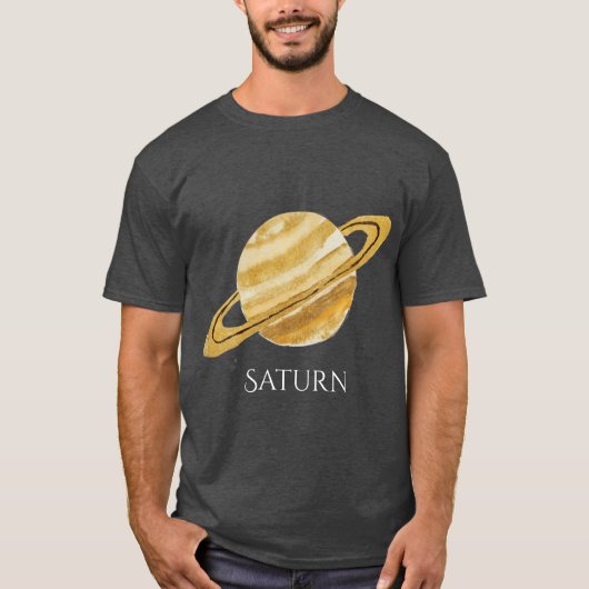 Mannen Waterverf Saturn Planet T-shirt (Voorkant)