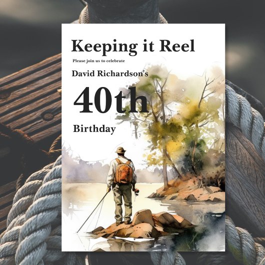 Mannen Waterverf Vist Verjaardagsfeest Kaart