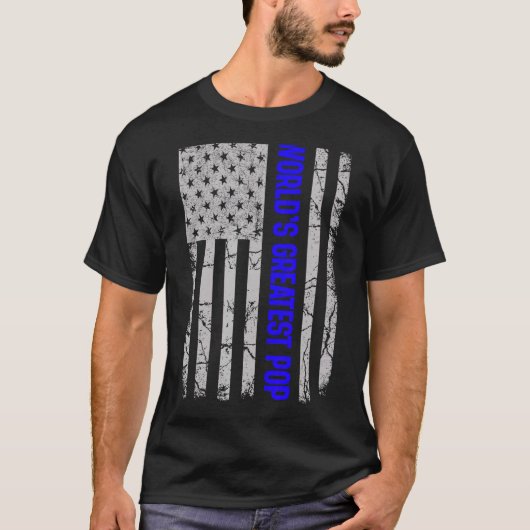 Mannen Wereld Grootste Pop Amerikaanse vlag T-shirt (Voorkant)