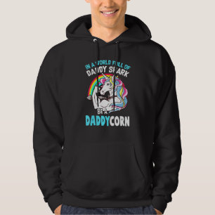 Mannen wereld vol papa haai is een dadycornflaath hoodie