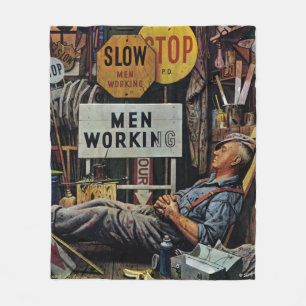 Mannen werken fleece deken