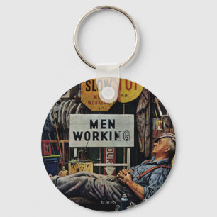Mannen werken sleutelhanger