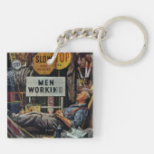 Mannen werken sleutelhanger (Achterkant)