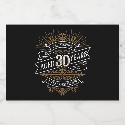 Mannen whisky 30e verjaardag likeurfles etiket (Enkel label)