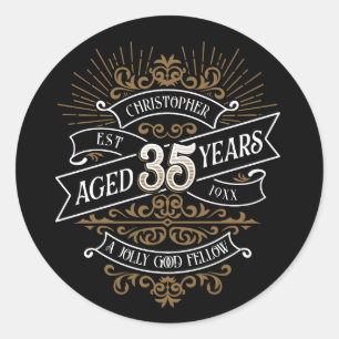 Mannen whisky 35e verjaardag ronde sticker