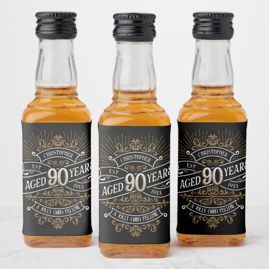 Mannen whisky 90e verjaardag likeurfles etiket (Flessen)