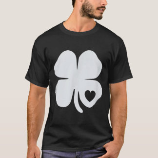 Mannen White Shamrock Heart Irish St Patricks Day  T-shirt