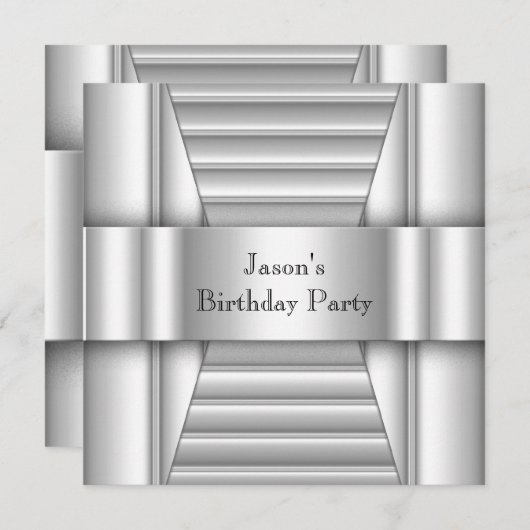 Mannen White Style Silver-verjaardagsfeestje Kaart (Voorkant / Achterkant)
