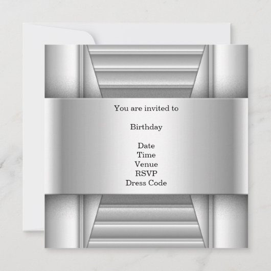 Mannen White Style Silver-verjaardagsfeestje Kaart (Achterkant)