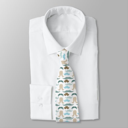Mannen White Tiled Designer Mustache Stropdas (Gebonden)