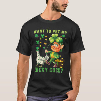 Mannen-wil mijn Lucky-Cock Funny St Patrick Da T-shirt