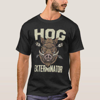 Mannen  Wilde Varkenshuntjacht Uitbeslagbomen T-shirt