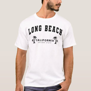Mannen Wit Long Beach, Californië T-shirt