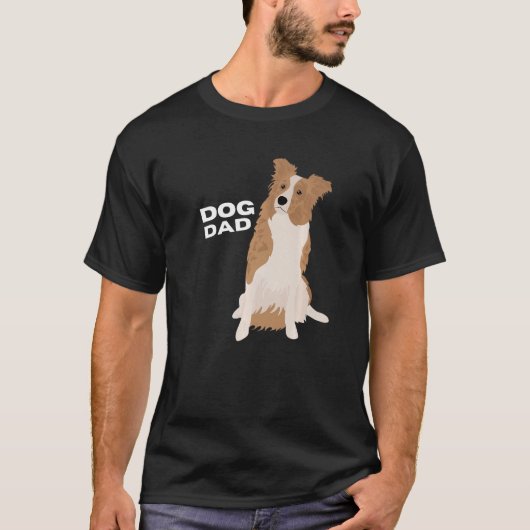 Mannen Wit & Rode Merle Border Collie Dog Pap Man T-shirt (Voorkant)