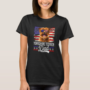 Mannen Yorkshire Terrier Dad Usa Flag Patriotic Fa T-shirt
