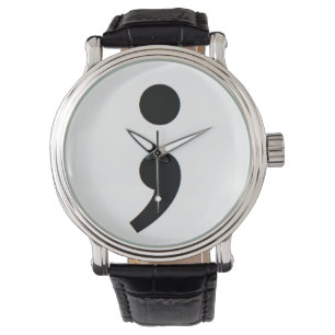 Mannen Zelfmoordpreventie Semicolon Watch Horloge