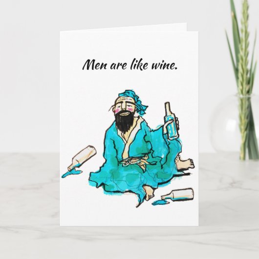 Mannen zijn als Wine Funny Birthday Kaart (Voorkant)