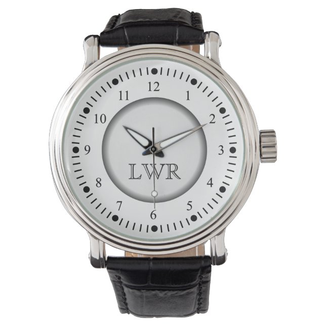 Mannen zwart-wit Monogram horloge (Voorkant)